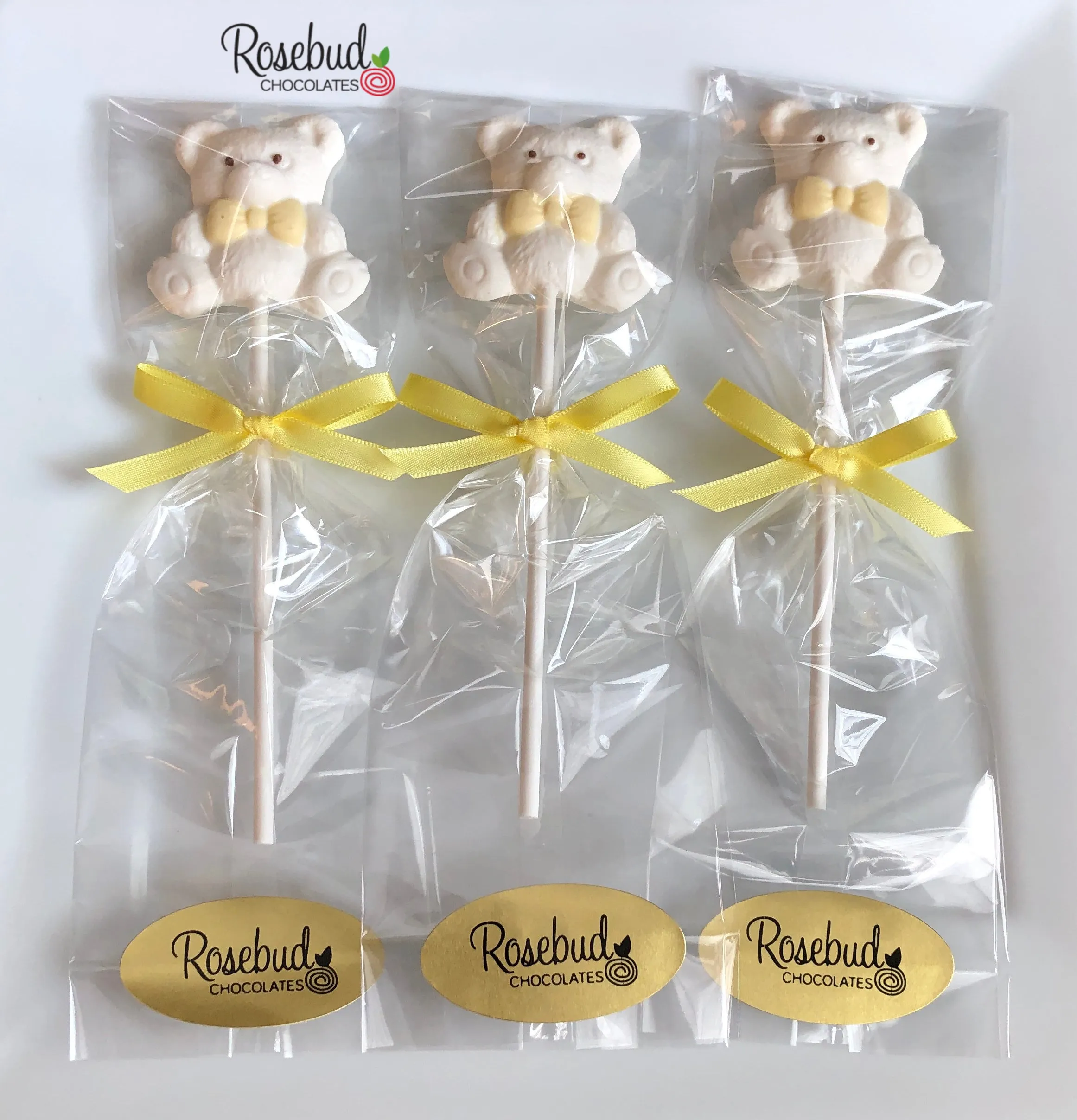 12 TEDDY BEAR BOW TIE Chocolate Lollipops Candy Birthday Baby Shower Party Favors