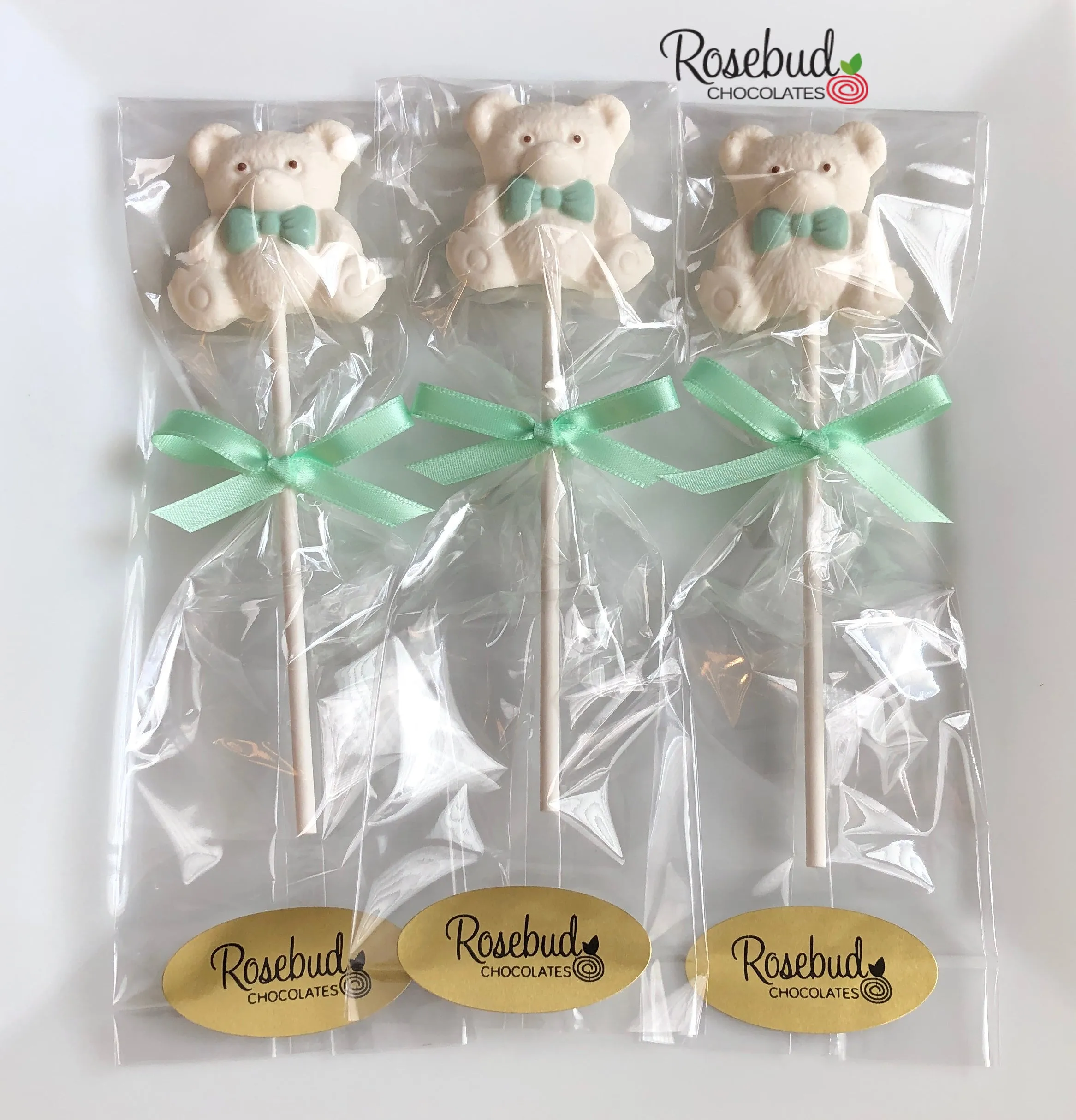 12 TEDDY BEAR BOW TIE Chocolate Lollipops Candy Birthday Baby Shower Party Favors