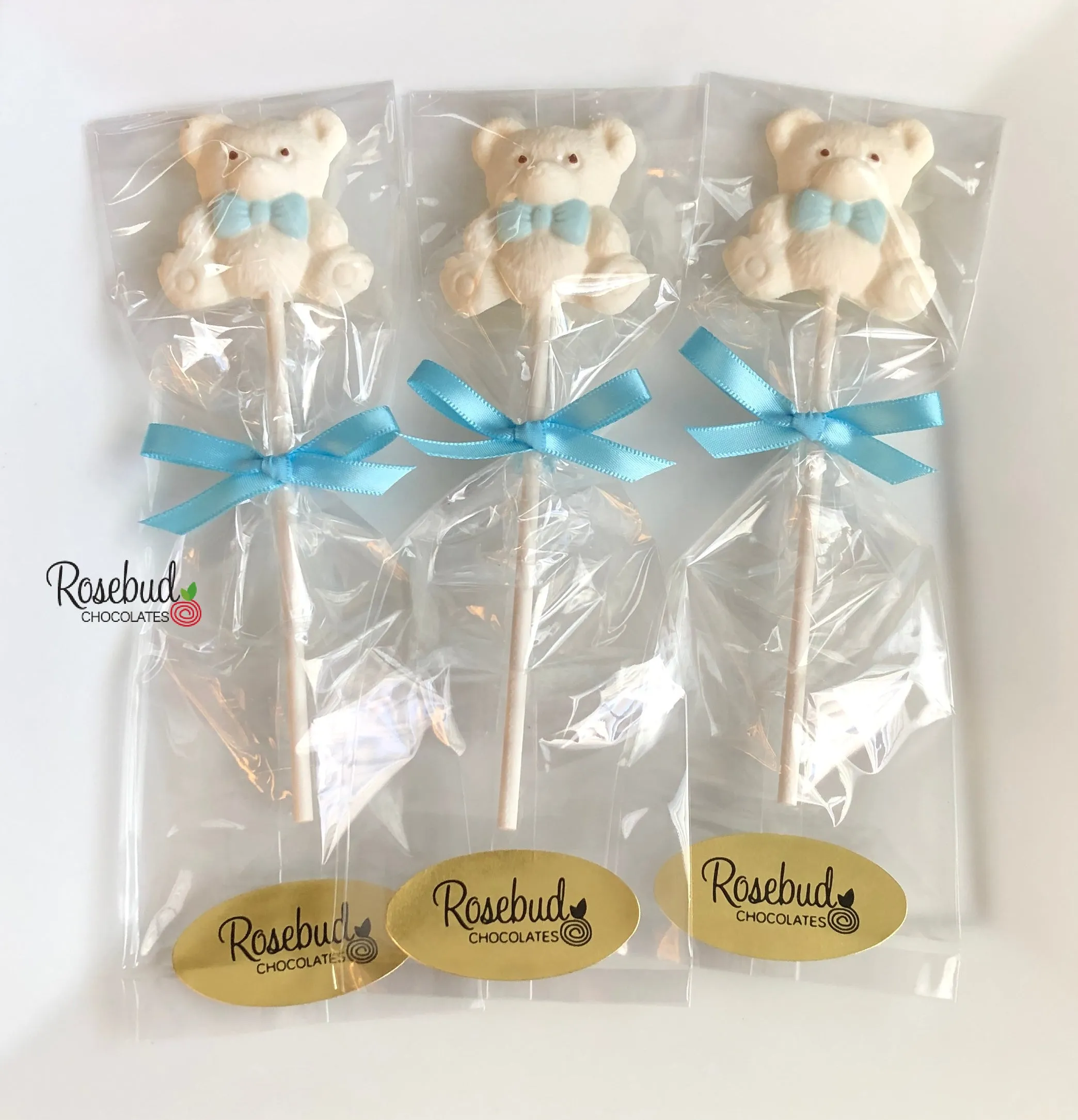 12 TEDDY BEAR BOW TIE Chocolate Lollipops Candy Birthday Baby Shower Party Favors