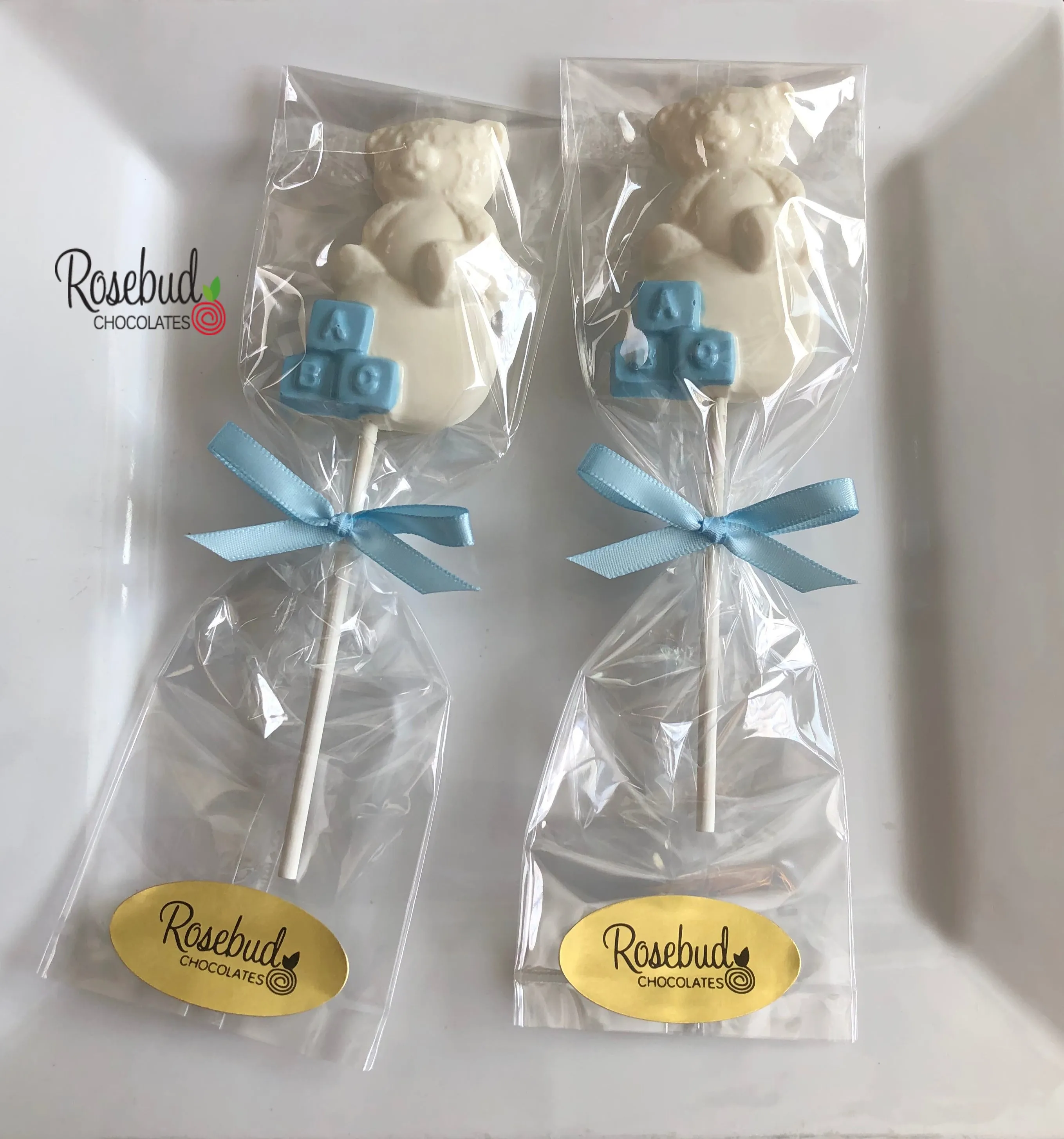 12 TEDDY BEAR Chocolate Lollipops Candy Birthday Party Baby Shower Favors Blocks