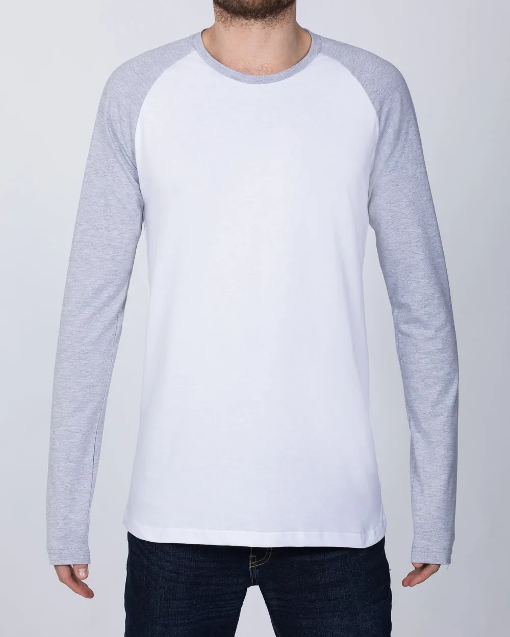 2t Raglan Long Sleeve Tall T-Shirt (white/grey)