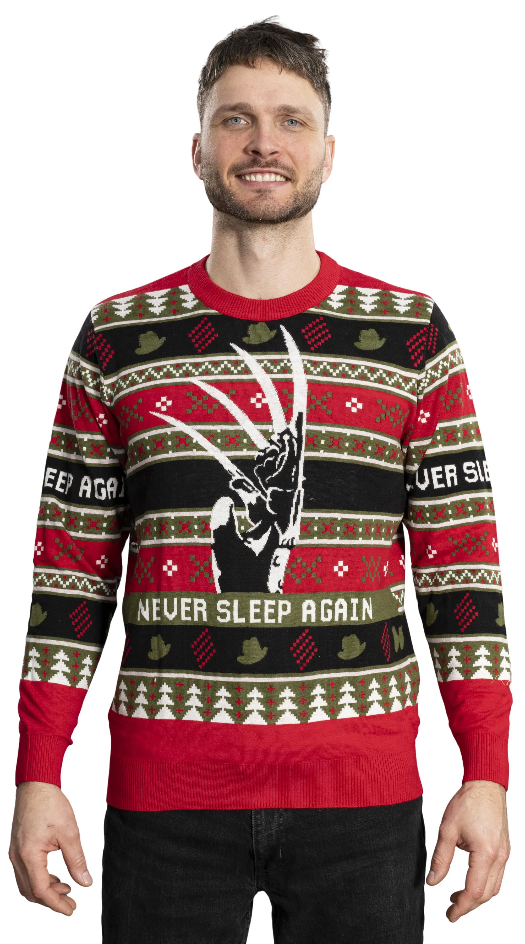 A Nightmare on Elm Street Freddy Krueger Never Sleep Again Knitted Ugly Christmas Sweater - Officially Licensed