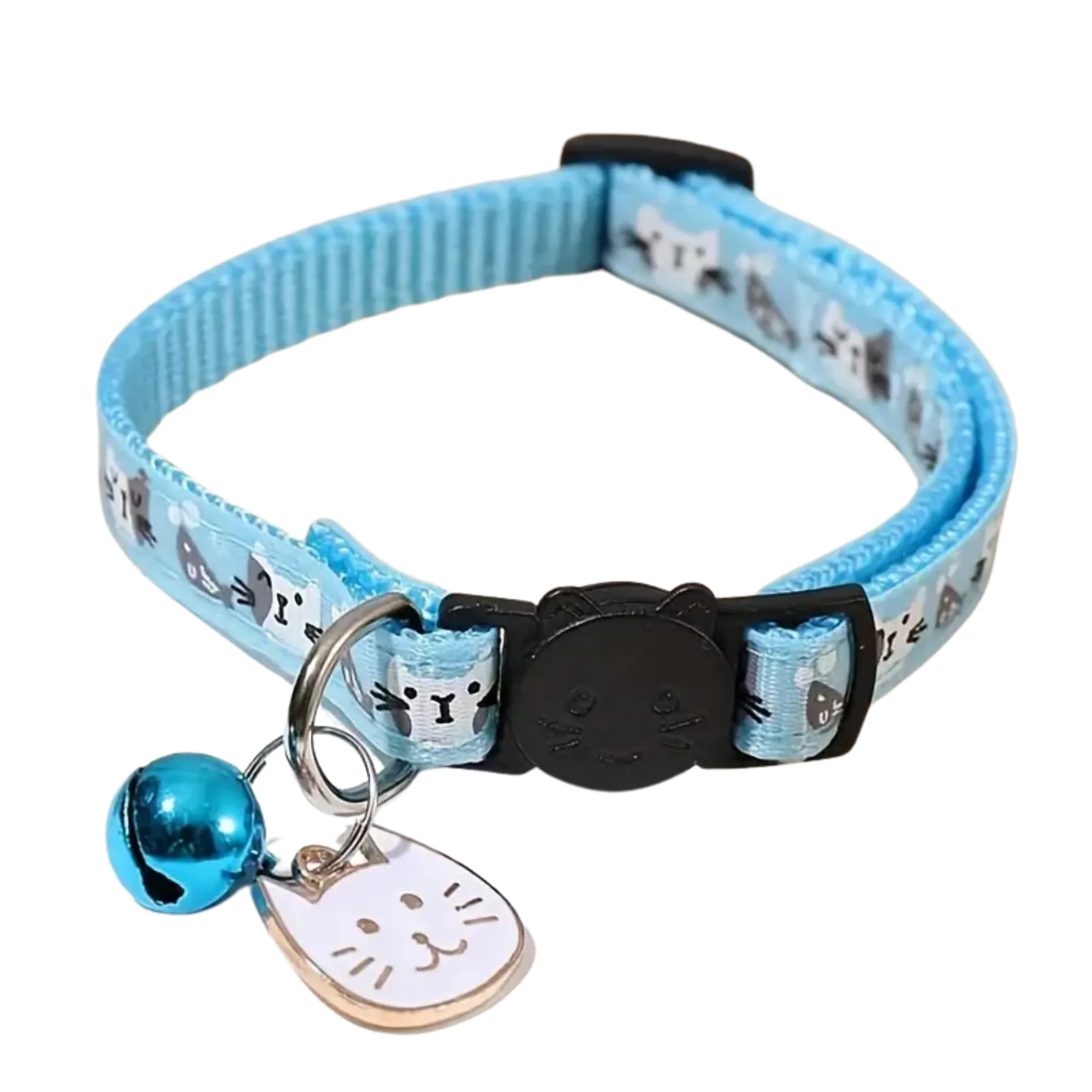 Adjustable Anti-Choke Cat Collar With Bell -Blue/Large