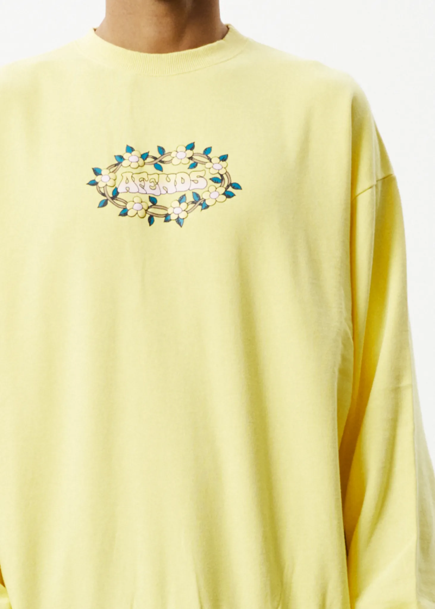 AFENDS Mens Bloom - Crew Neck Jumper - Butter