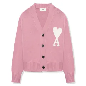 Ami Paris Ami De Coeur ADC Pink White Knit Cardigan