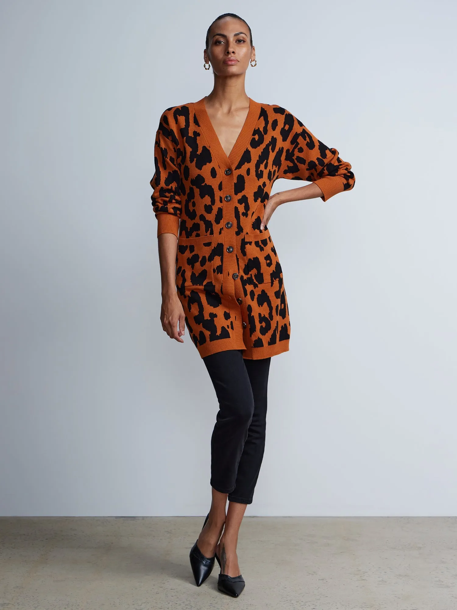 Animal Print Long Cardigan