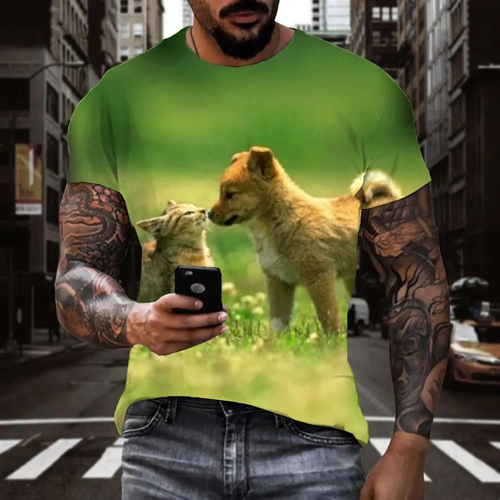 animal shirtCasual shirt 3D docile petsmen Cool art costume cat and dog