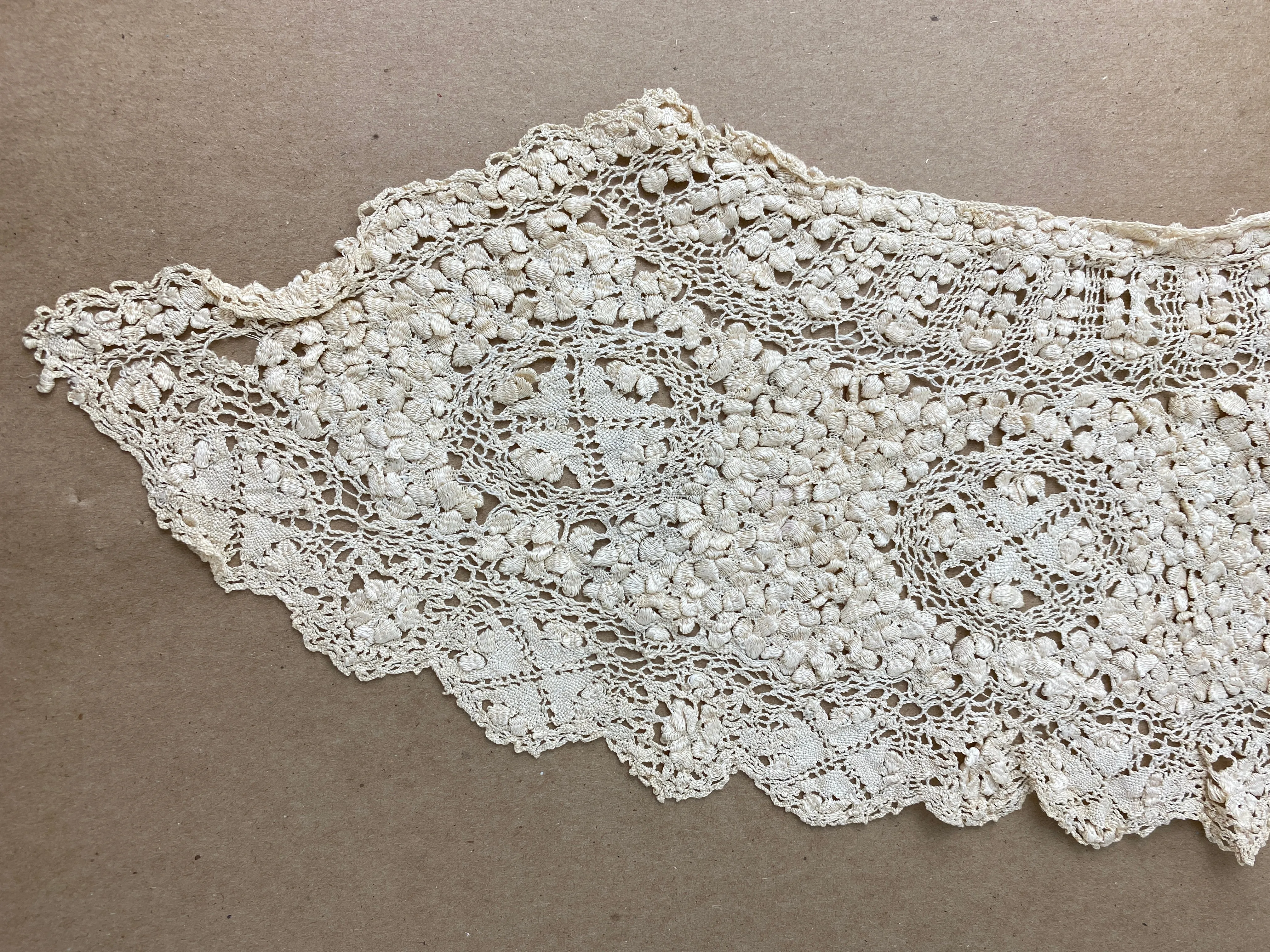 Antique Edwardian Cream Crochet Lace Collar