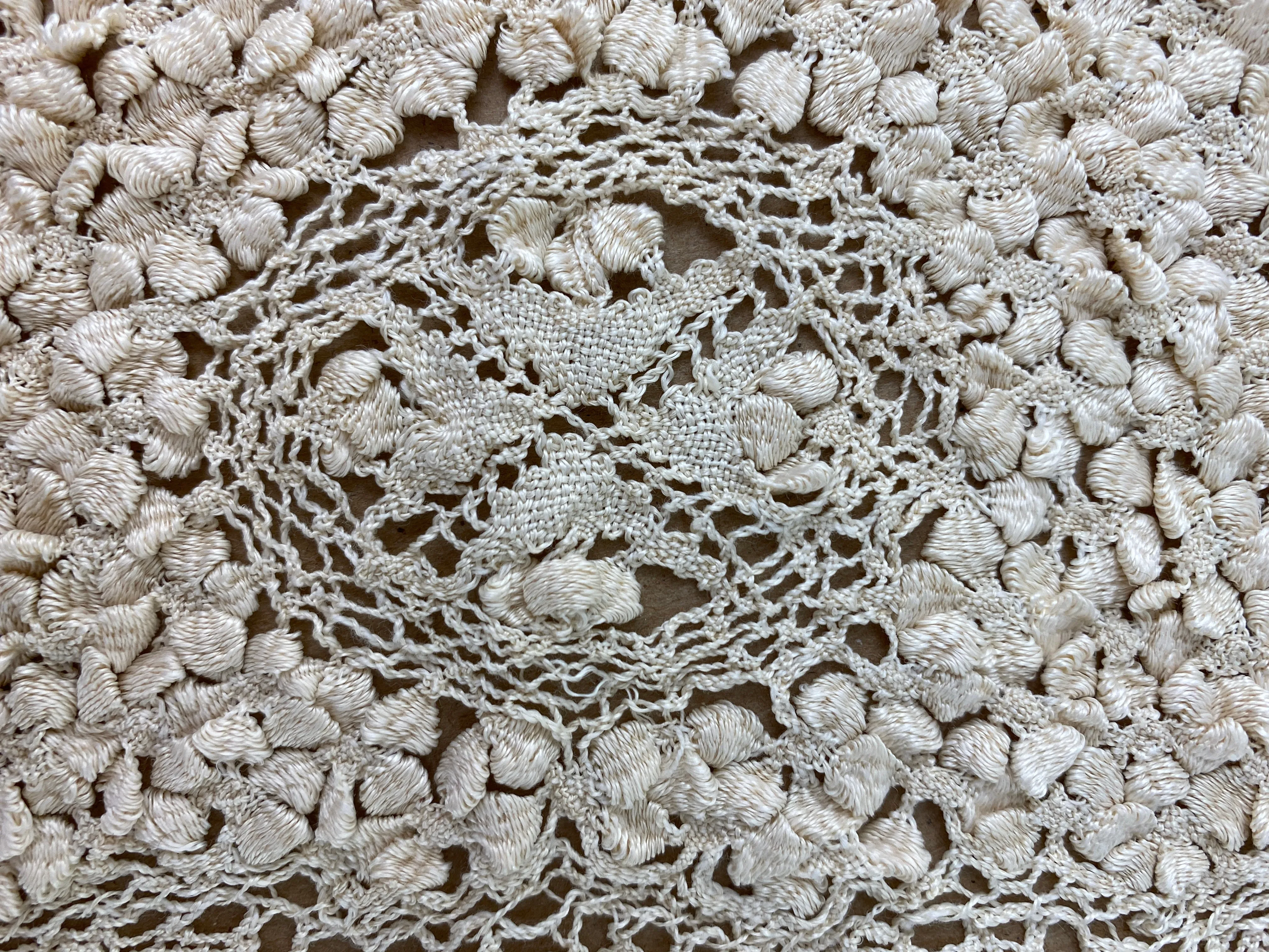 Antique Edwardian Cream Crochet Lace Collar