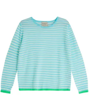 Aqua Stripe Round Neck Sweater