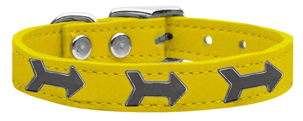 Arrow Widget Genuine Leather Dog Collar Yellow 16