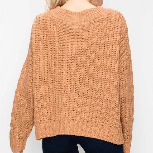 Autumn Cable Knit Sweater Brick