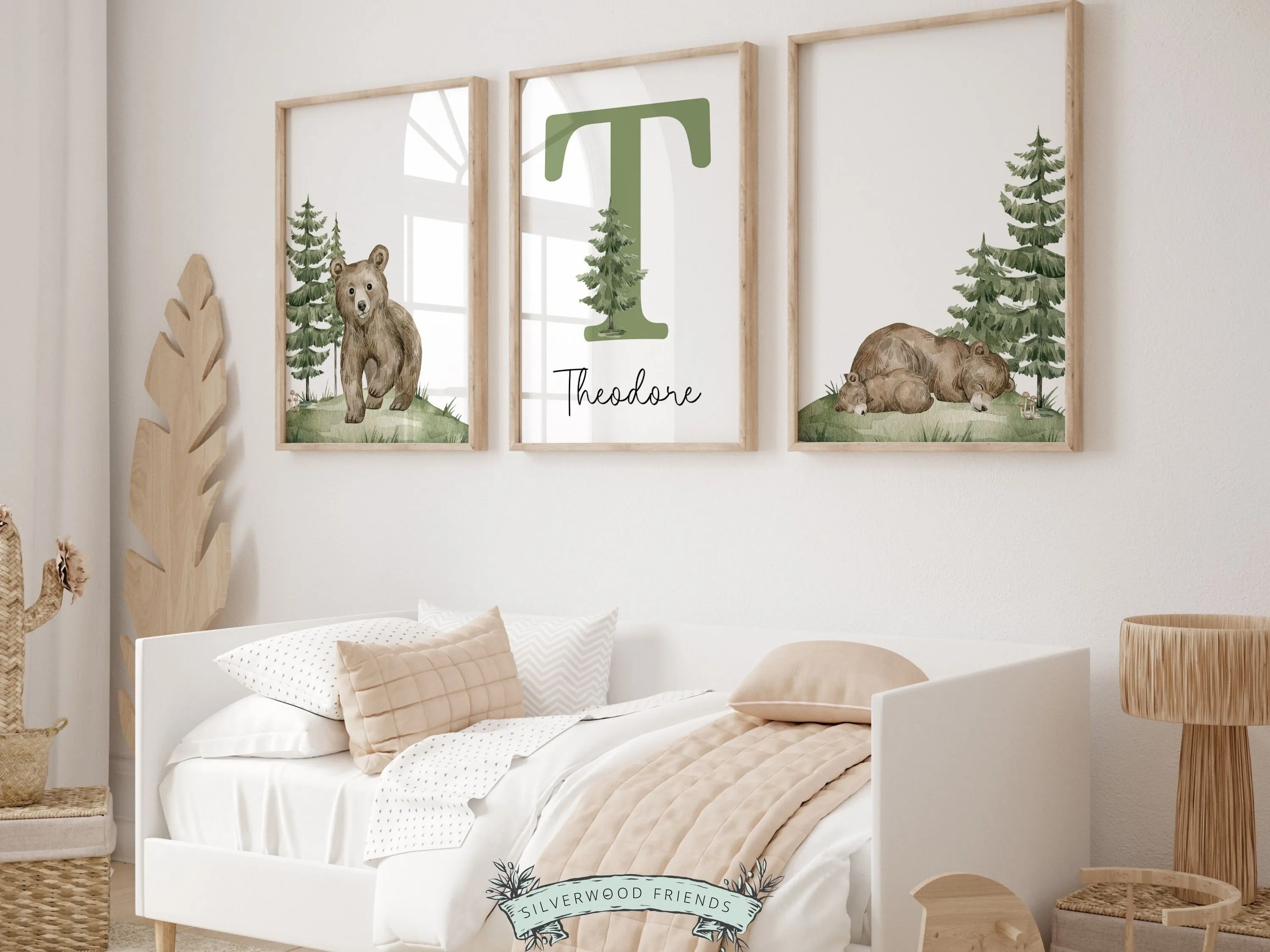 Baby Bear Nursery Prints - Personalised Set of 3