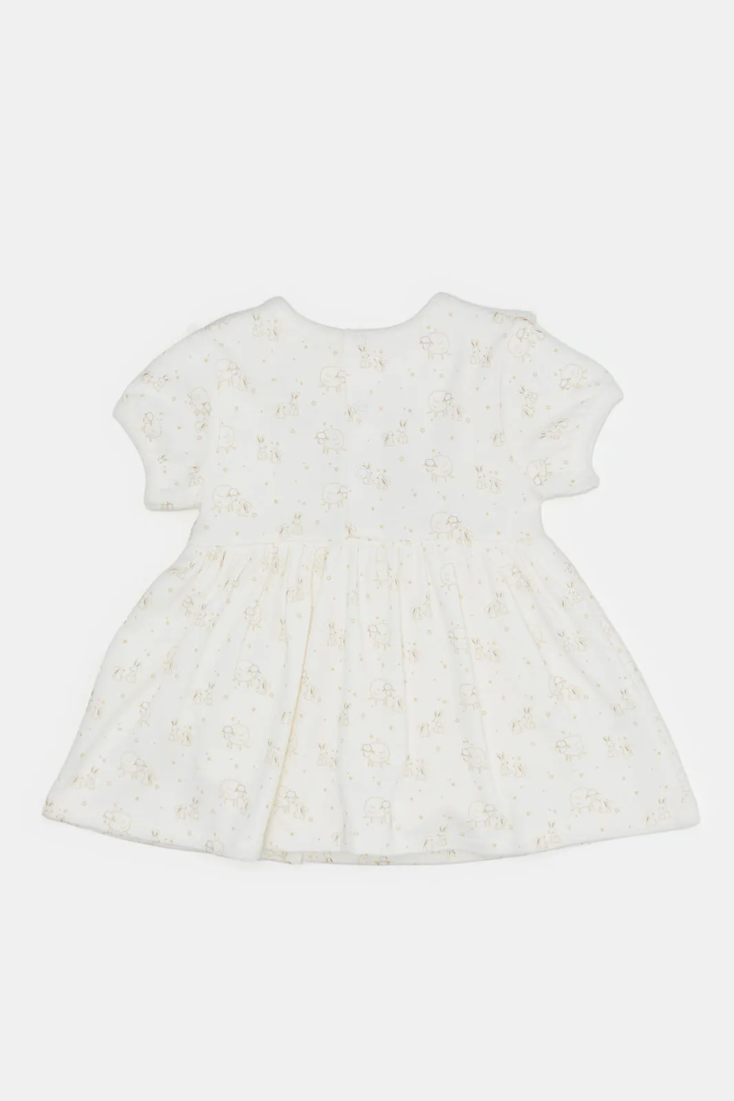 Baby Ecru Placement Print Bodysuit Dress