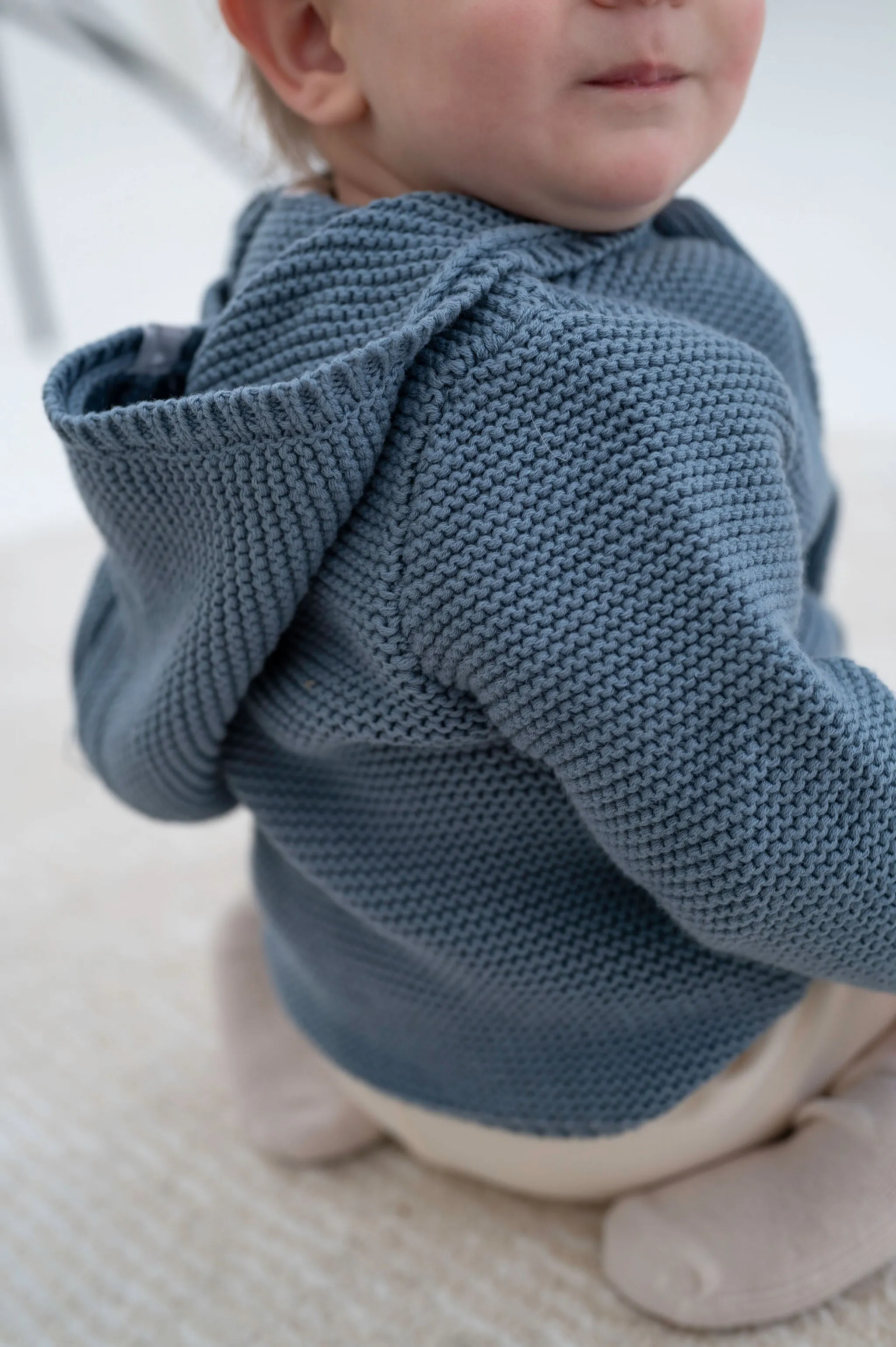 Baby Knit Cardigan with Hood - Folkstone Grey