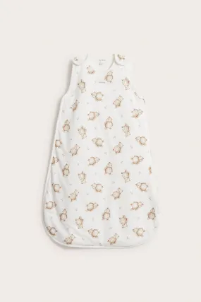 Baby white teddy bear patterned sleeping bag