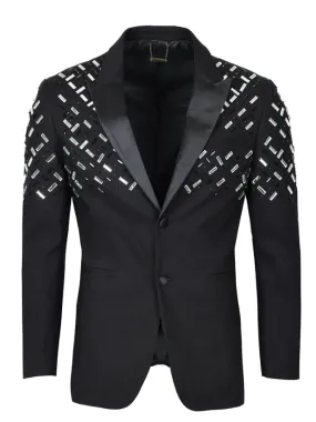 Barabas Men's Charm Black Crystal Blazer