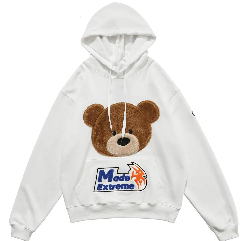 Bear Patchwork Pullover Hoodies