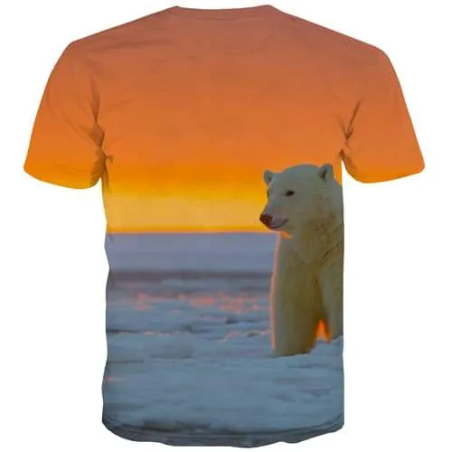 Bear T shirts Men Russia Tshirt Anime Snow T shirts Funny Sunset T-shirts Graphic Cartoon Tshirts Casual Short Sleeve T shirts