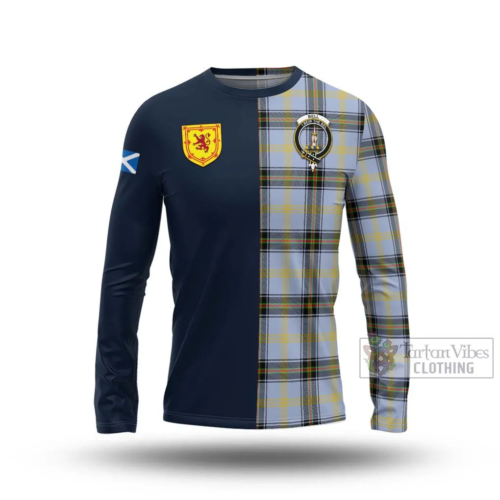 Bell Tartan Long Sleeve T-Shirt Alba with Scottish Lion Royal Arm Half Style