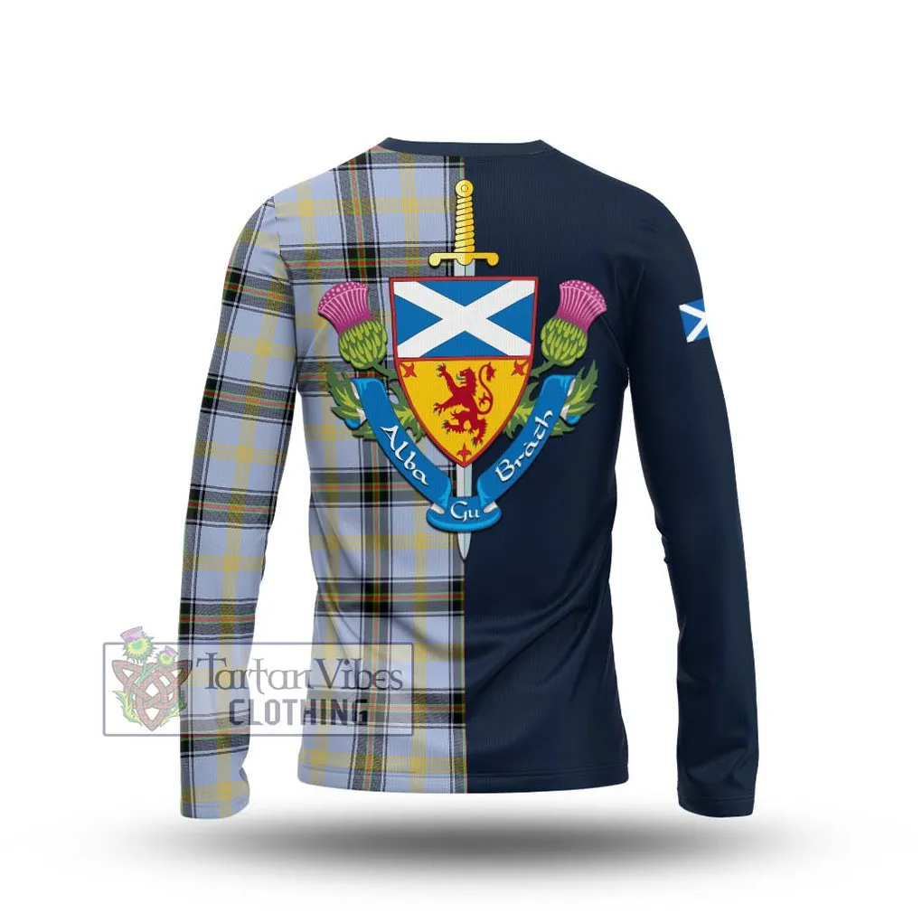 Bell Tartan Long Sleeve T-Shirt Alba with Scottish Lion Royal Arm Half Style