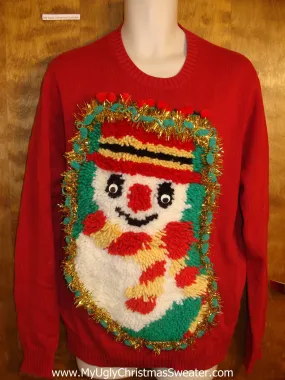 Best Ugly Christmas Sweater Hook Rug Snowman