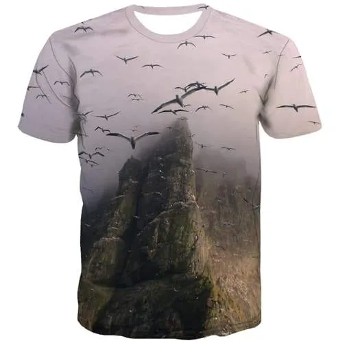 Bird T shirts Men Animal Tshirts Novelty Mountain Shirt Print Halloween T-shirts 3d Hip Hop Tshirt Printed Short Sleeve Hip hop