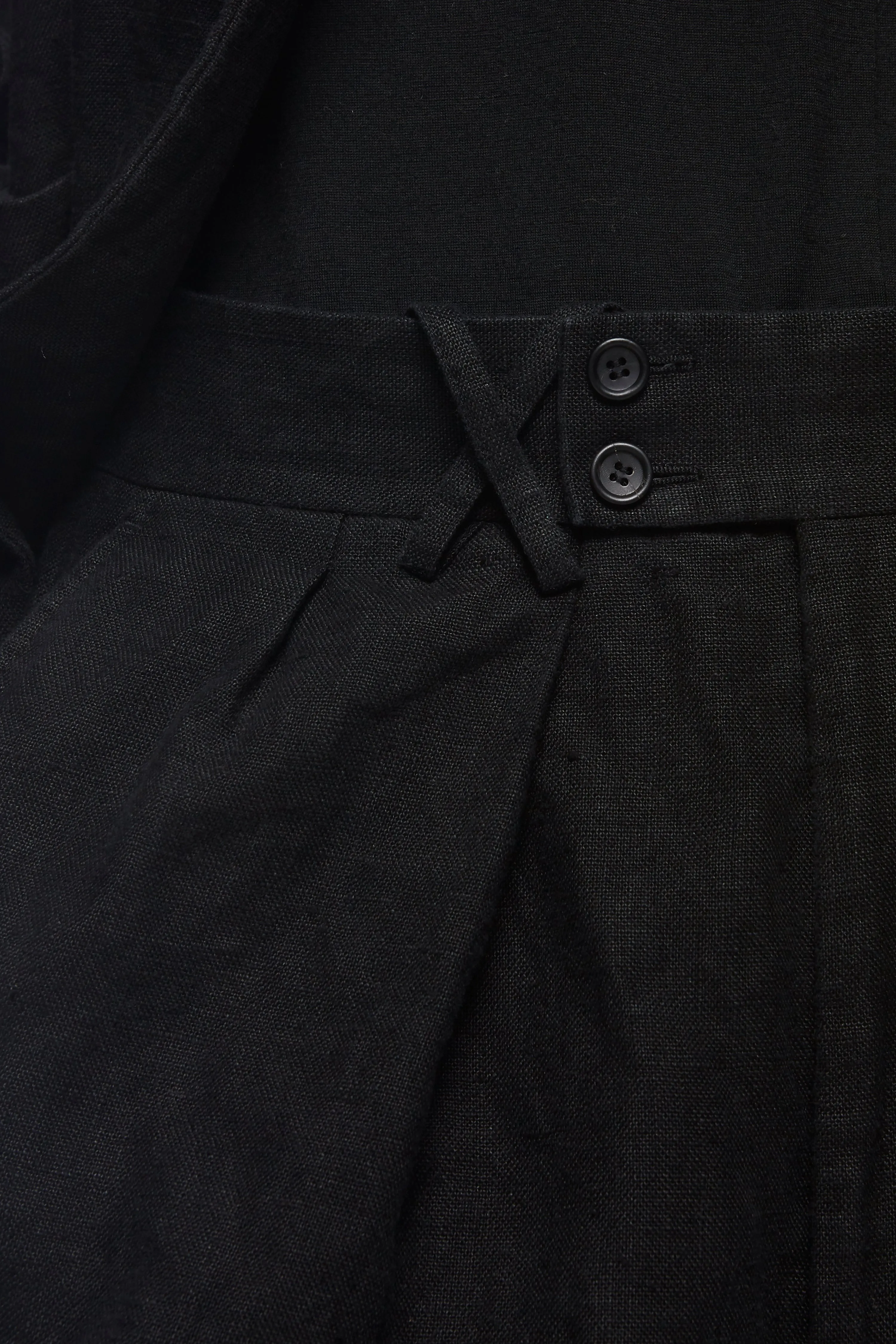 Black Linen Drop Crotch Pant