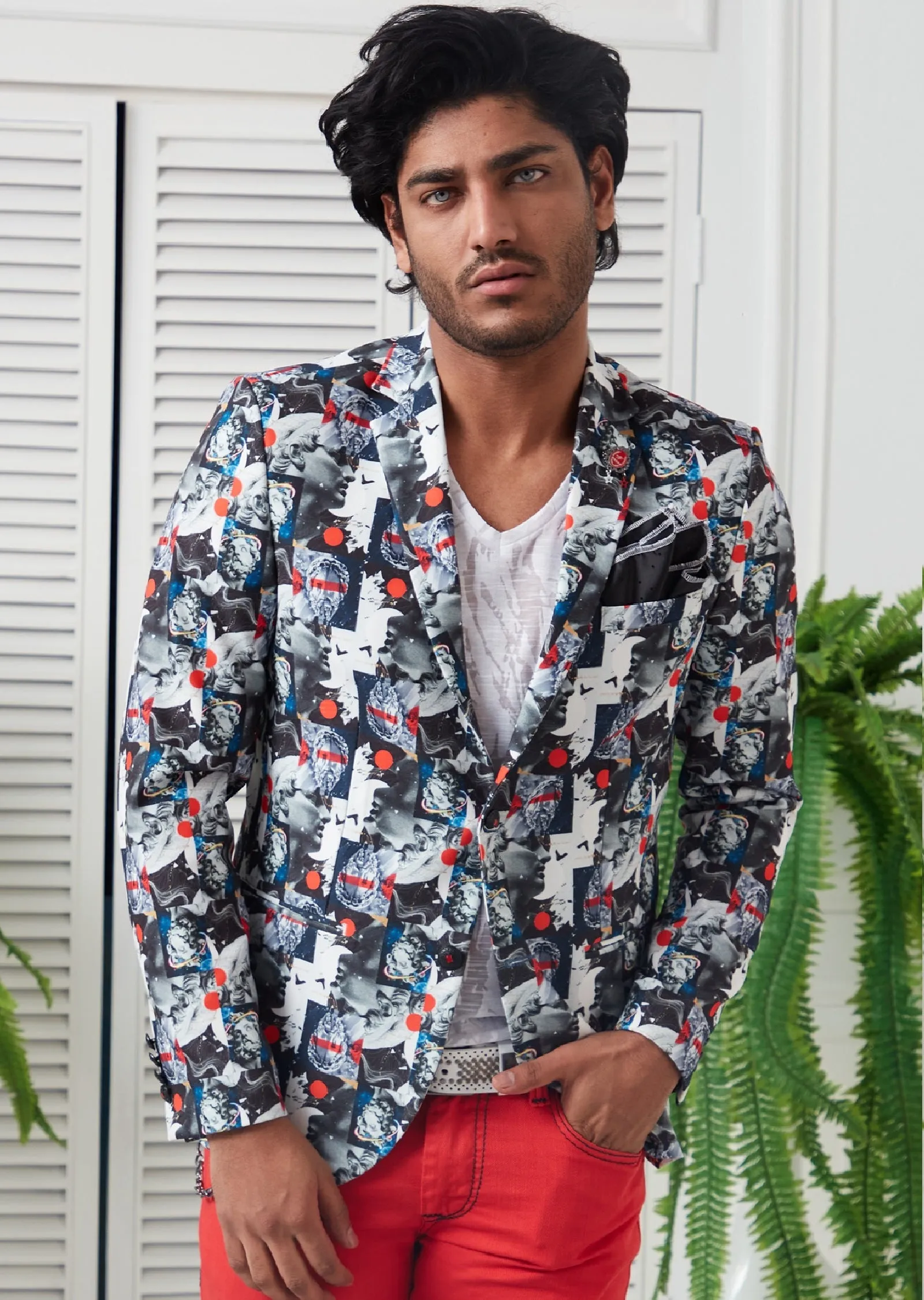 Black White "Hercules" Print Blazer