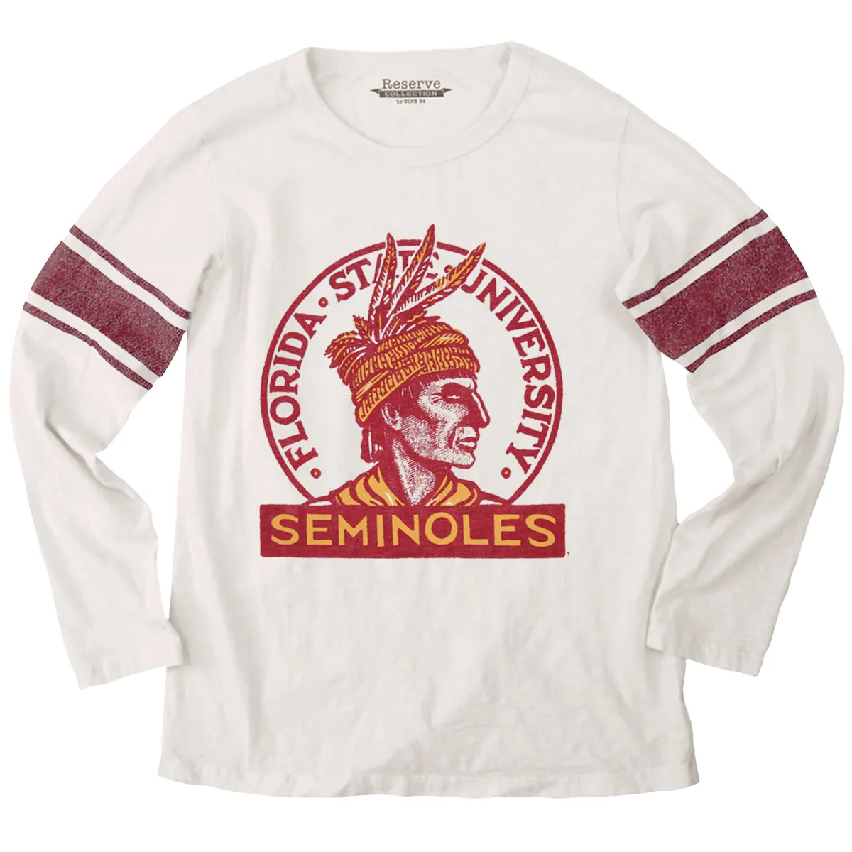 Blue 84 Women's Vault Seminole Heritage Logo Slub Contrast Long Sleeve T-shirt - White/Cardinal