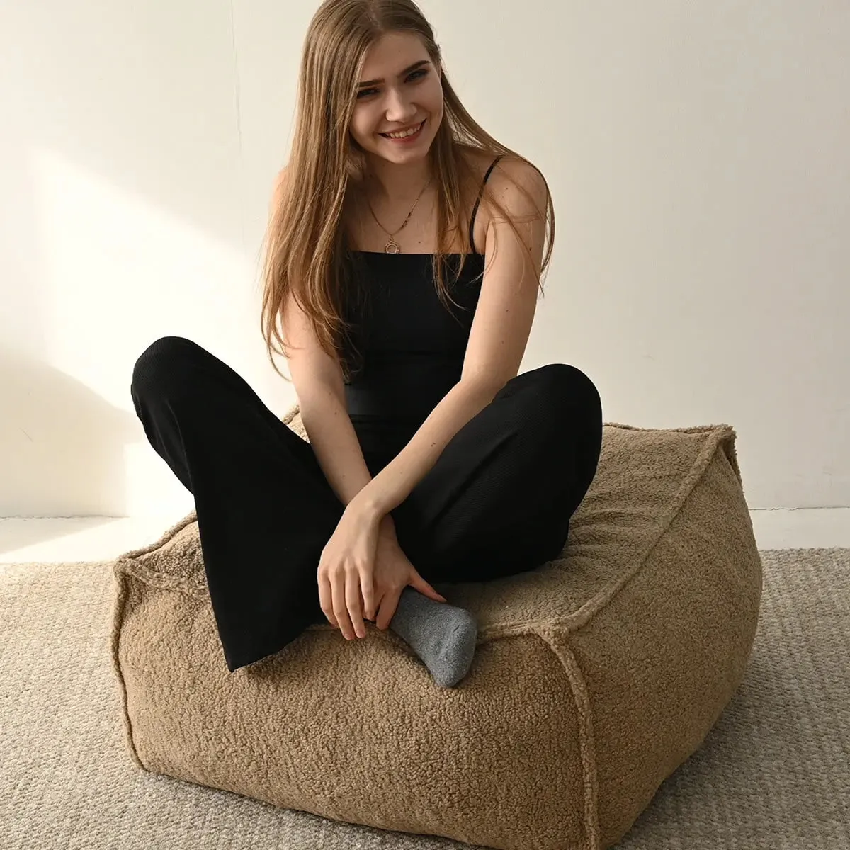 Boring Teddy Fabric Bean Bag Chair & Ottoman Set