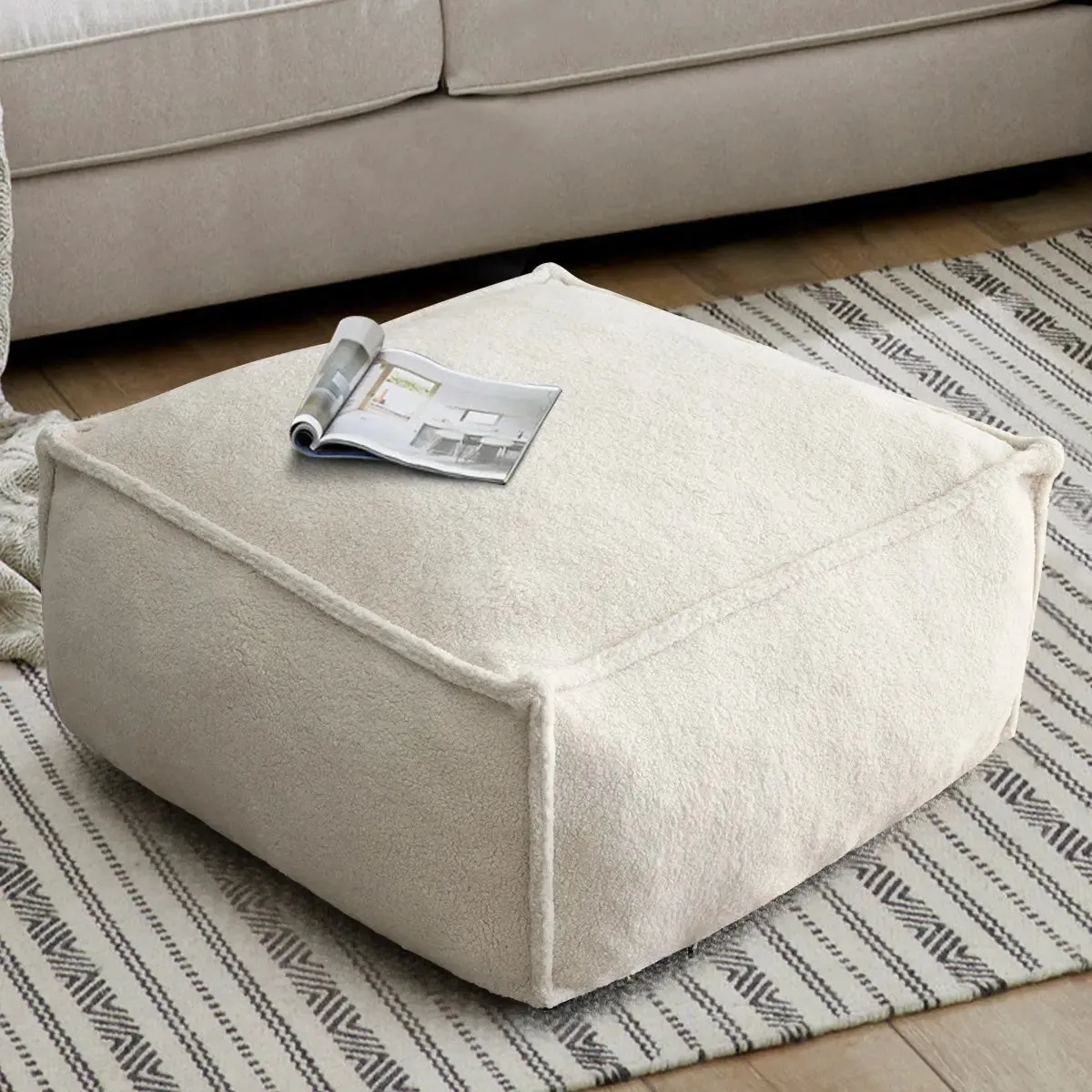 Boring Teddy Fabric Bean Bag Chair & Ottoman Set