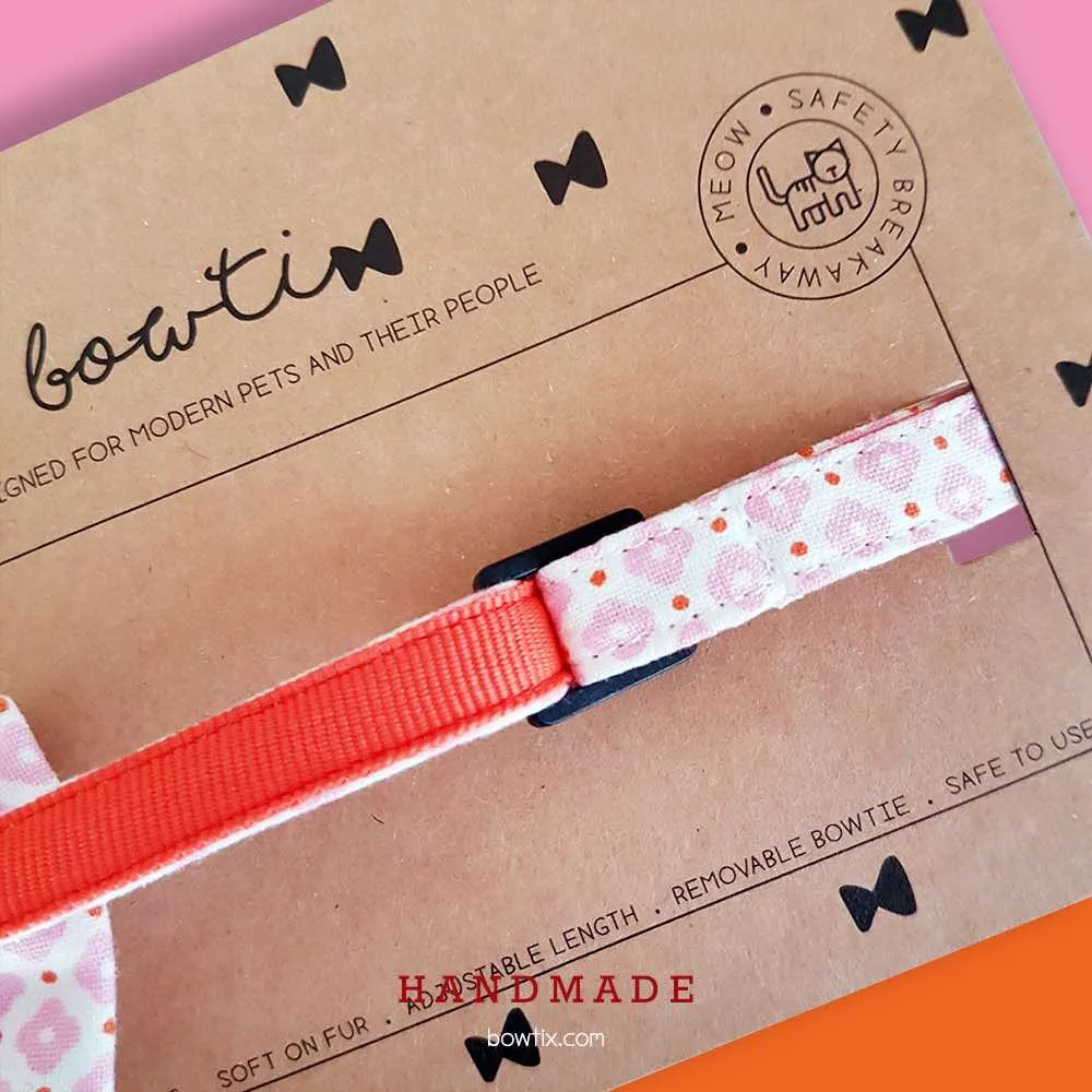 Bowtix Handmade Cat Collar With Removable Bowtie - Sweet Sakura