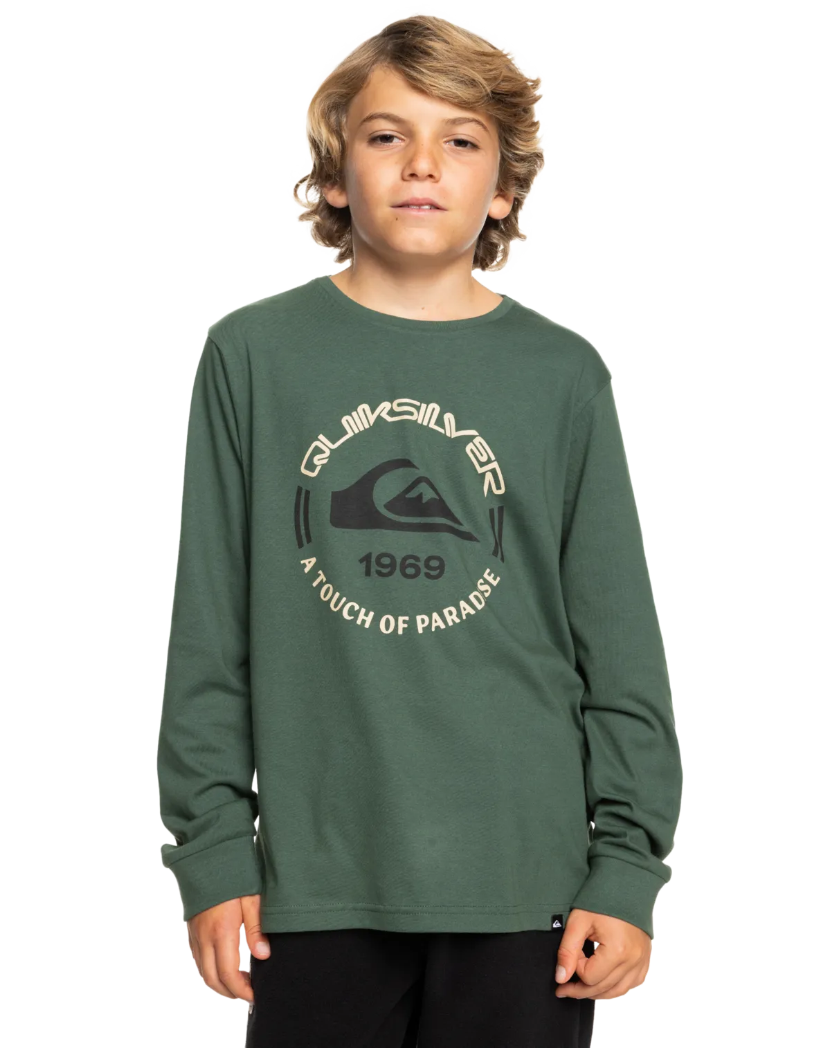 Boys Circle Logo Long Sleeve T-Shirt in Forest