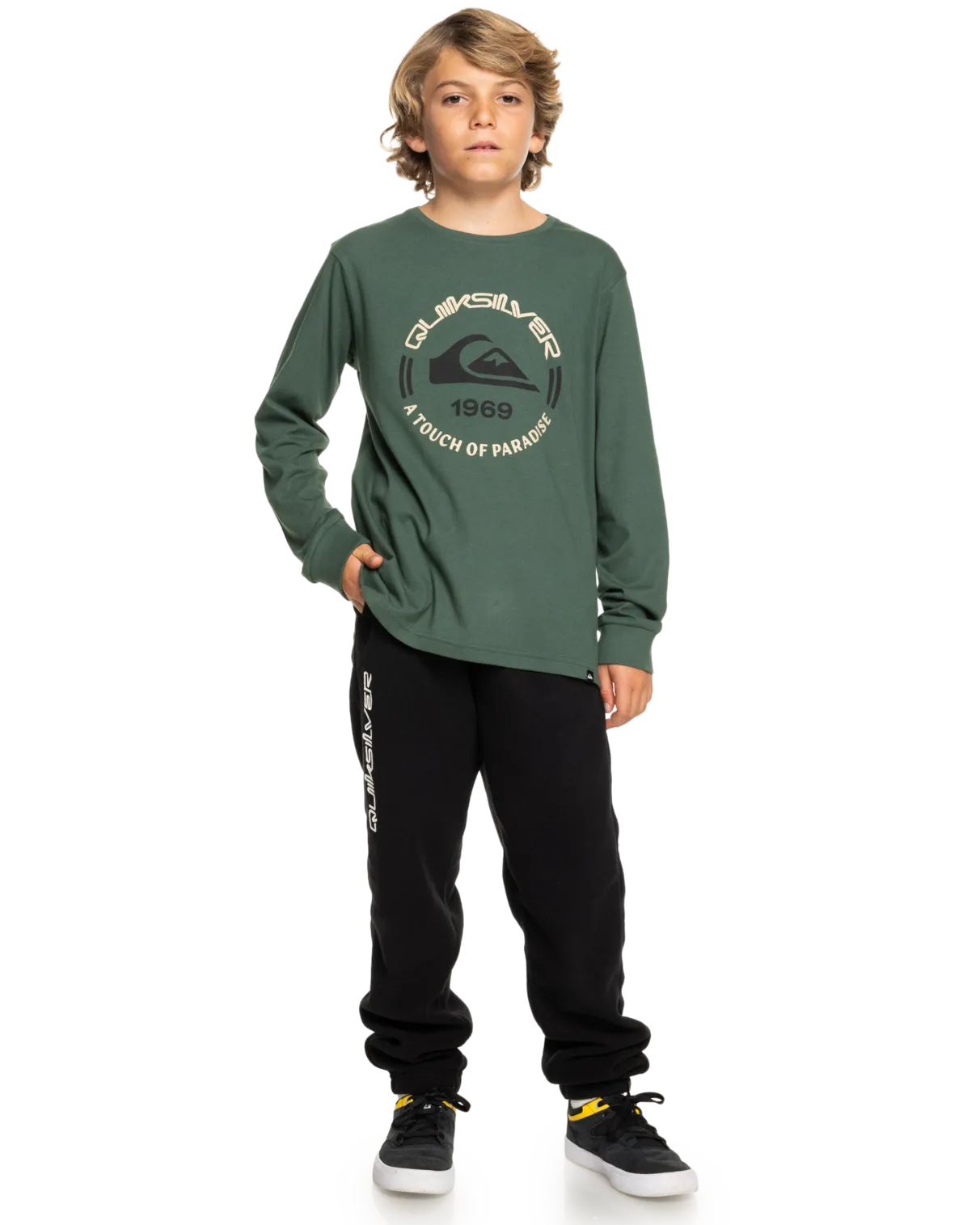 Boys Circle Logo Long Sleeve T-Shirt in Forest