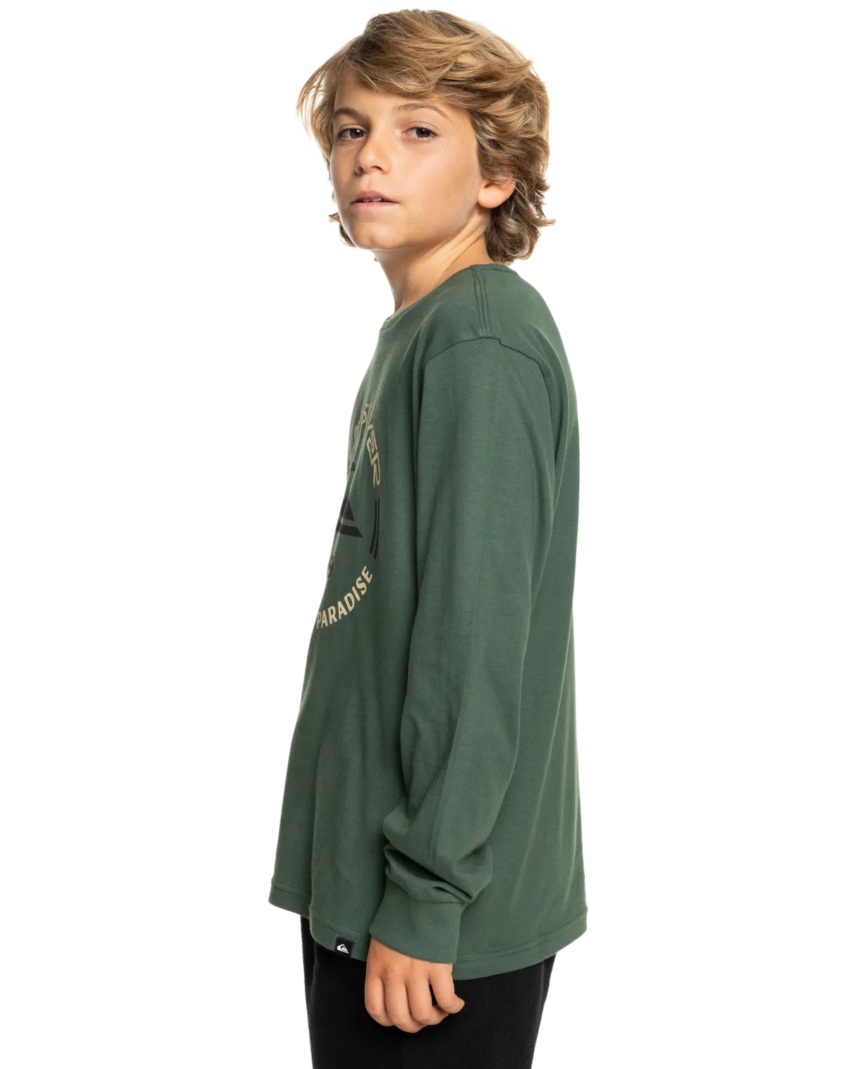 Boys Circle Logo Long Sleeve T-Shirt in Forest