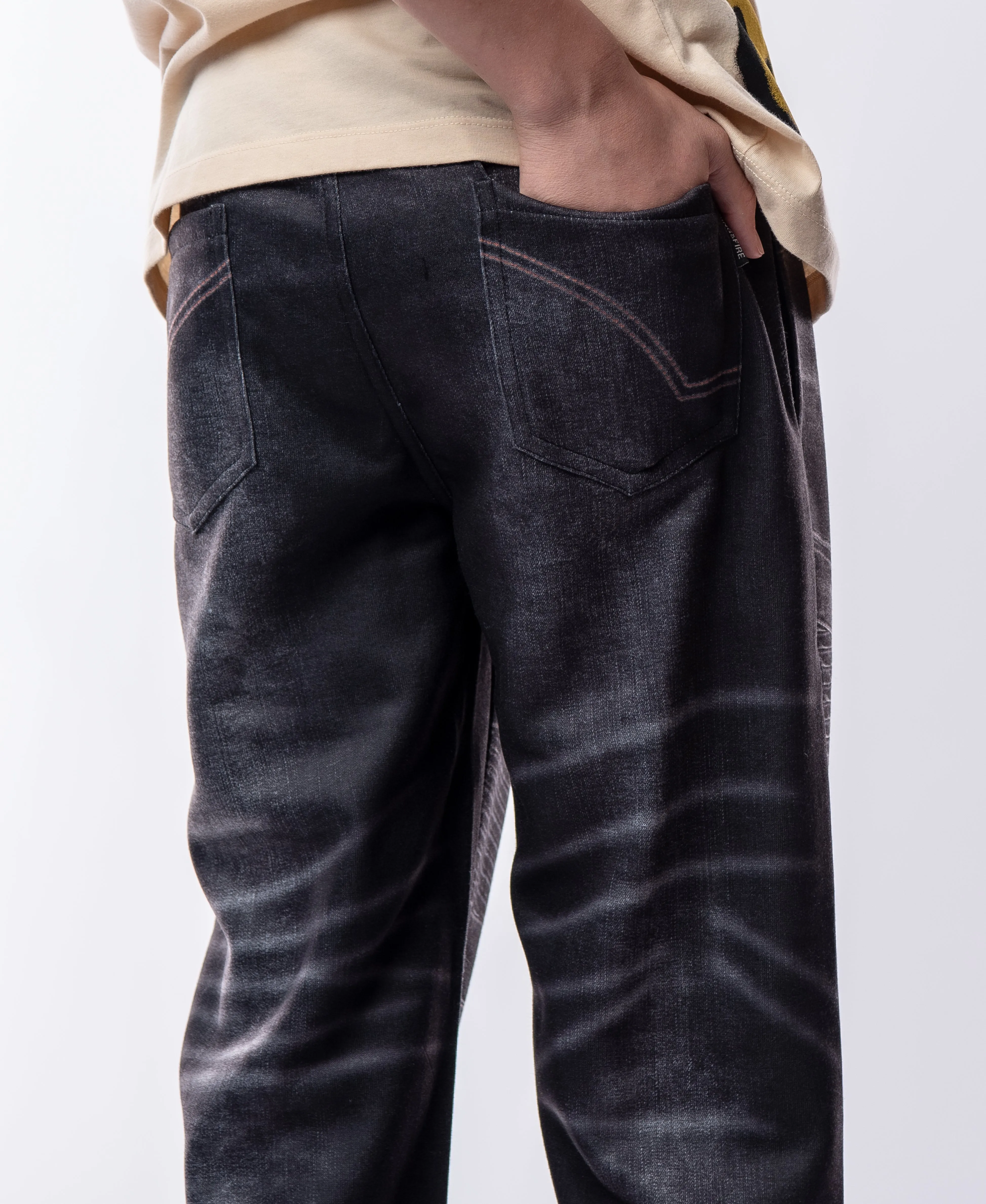 BOYS RIDER PRINTED MOTO DENIM JOGGERS