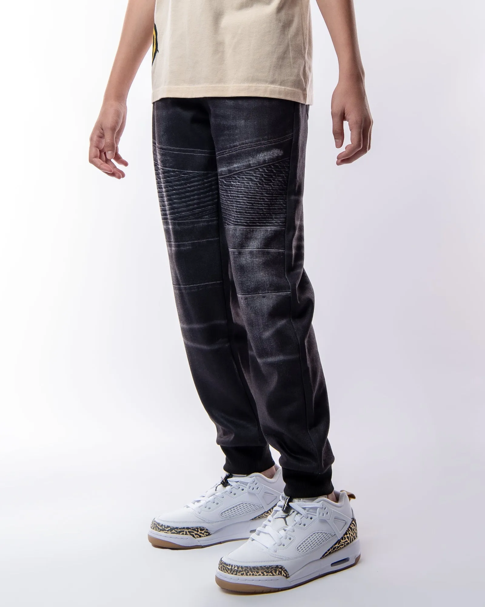 BOYS RIDER PRINTED MOTO DENIM JOGGERS