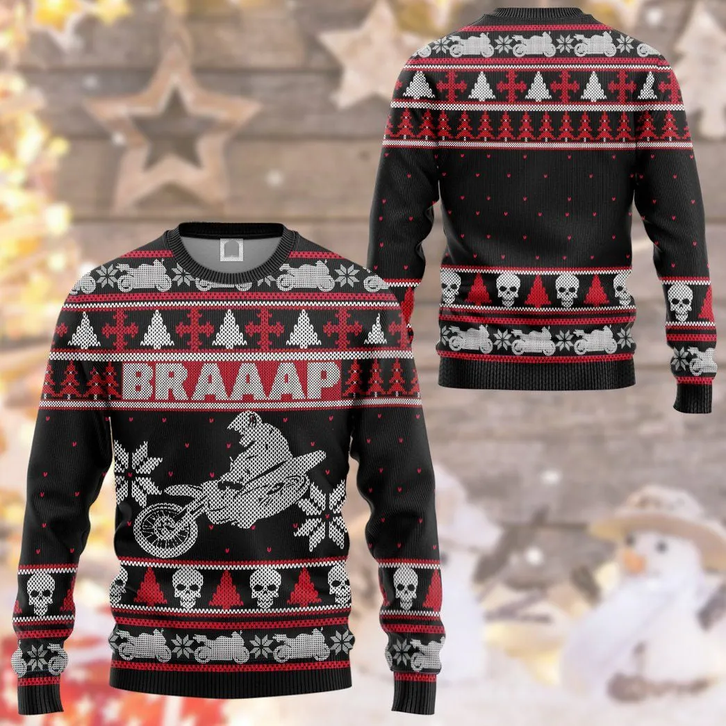 Braaap Dirt Bike Ugly Sweater, Biker 3D Sweater, Best Gift For Christmas