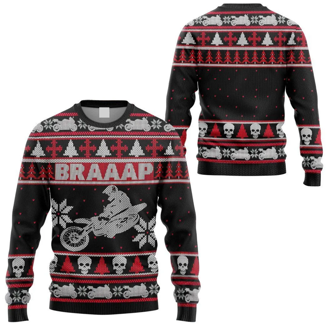 Braaap Dirt Bike Ugly Sweater, Biker 3D Sweater, Best Gift For Christmas