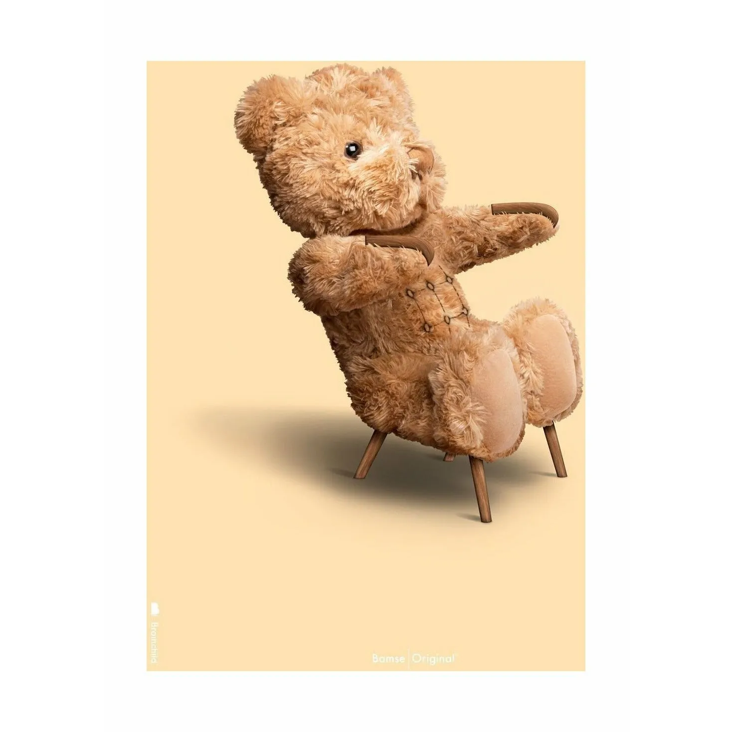 Brainchild Teddy Bear Classic Poster Without Frame 50x70 Cm, Sand Colored Background