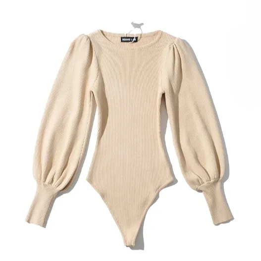 Brooke Basic Puff Sleeve Knit Bodysuit