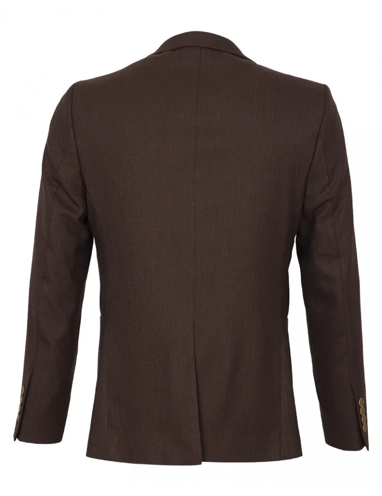 Brown Twill Design Blazer