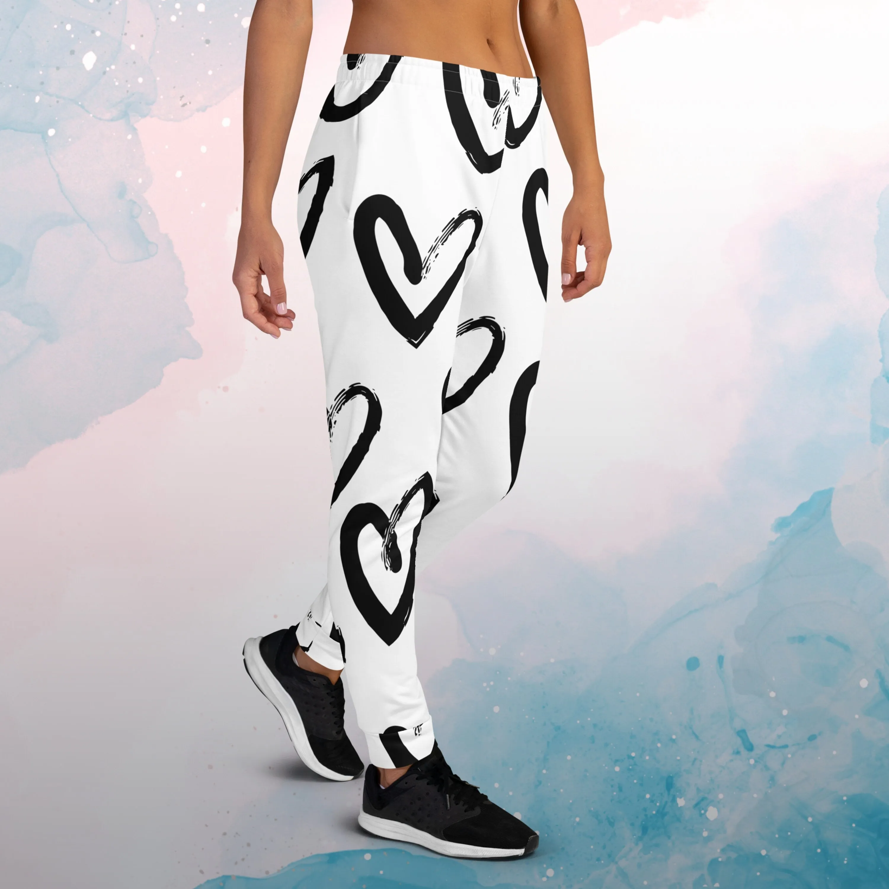 Brush Stroke Hearts Womens Joggers Sweatpants