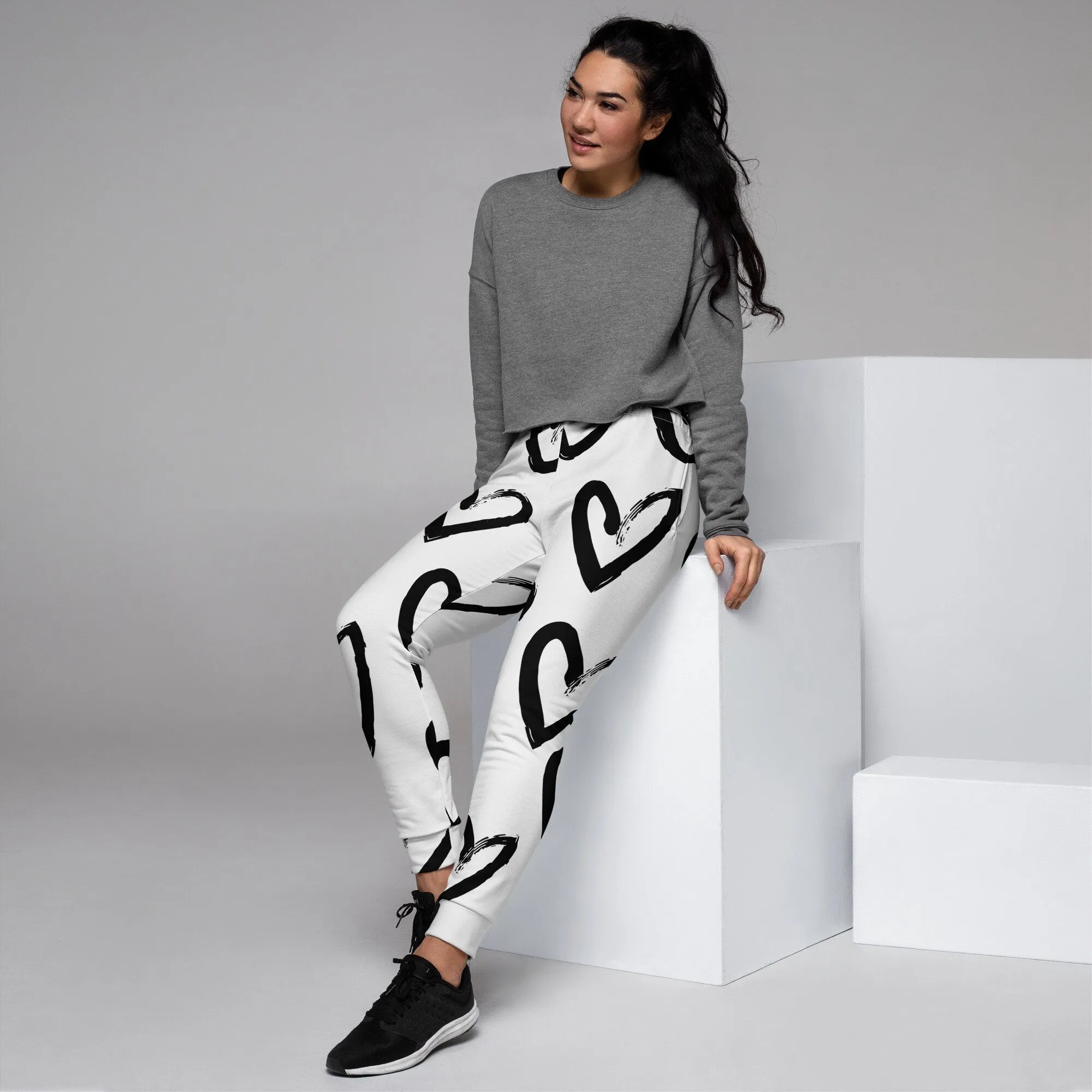 Brush Stroke Hearts Womens Joggers Sweatpants