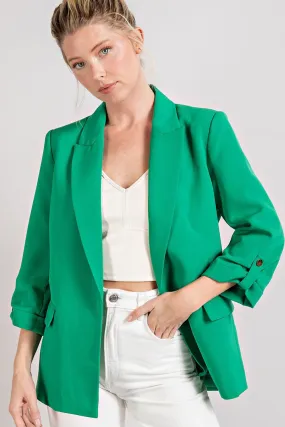 Button Detailed Sleeve Blazer (Kelly Green)