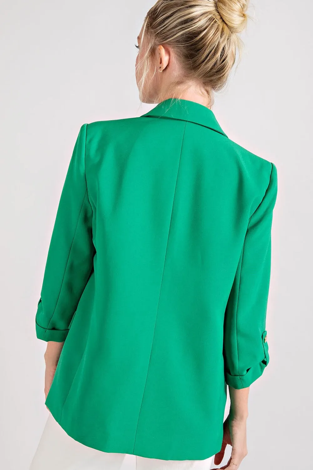 Button Detailed Sleeve Blazer (Kelly Green)