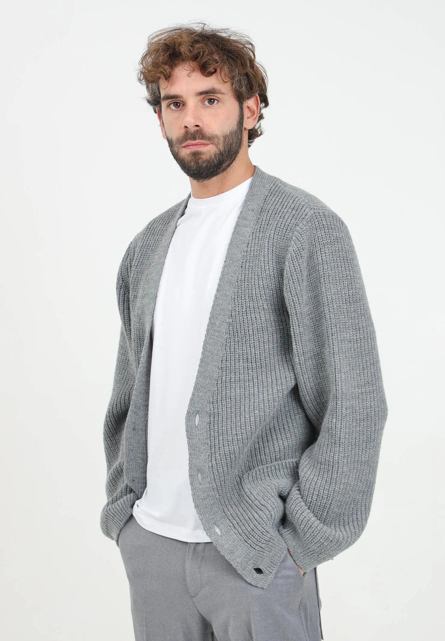 Cardigan grigio da uomo