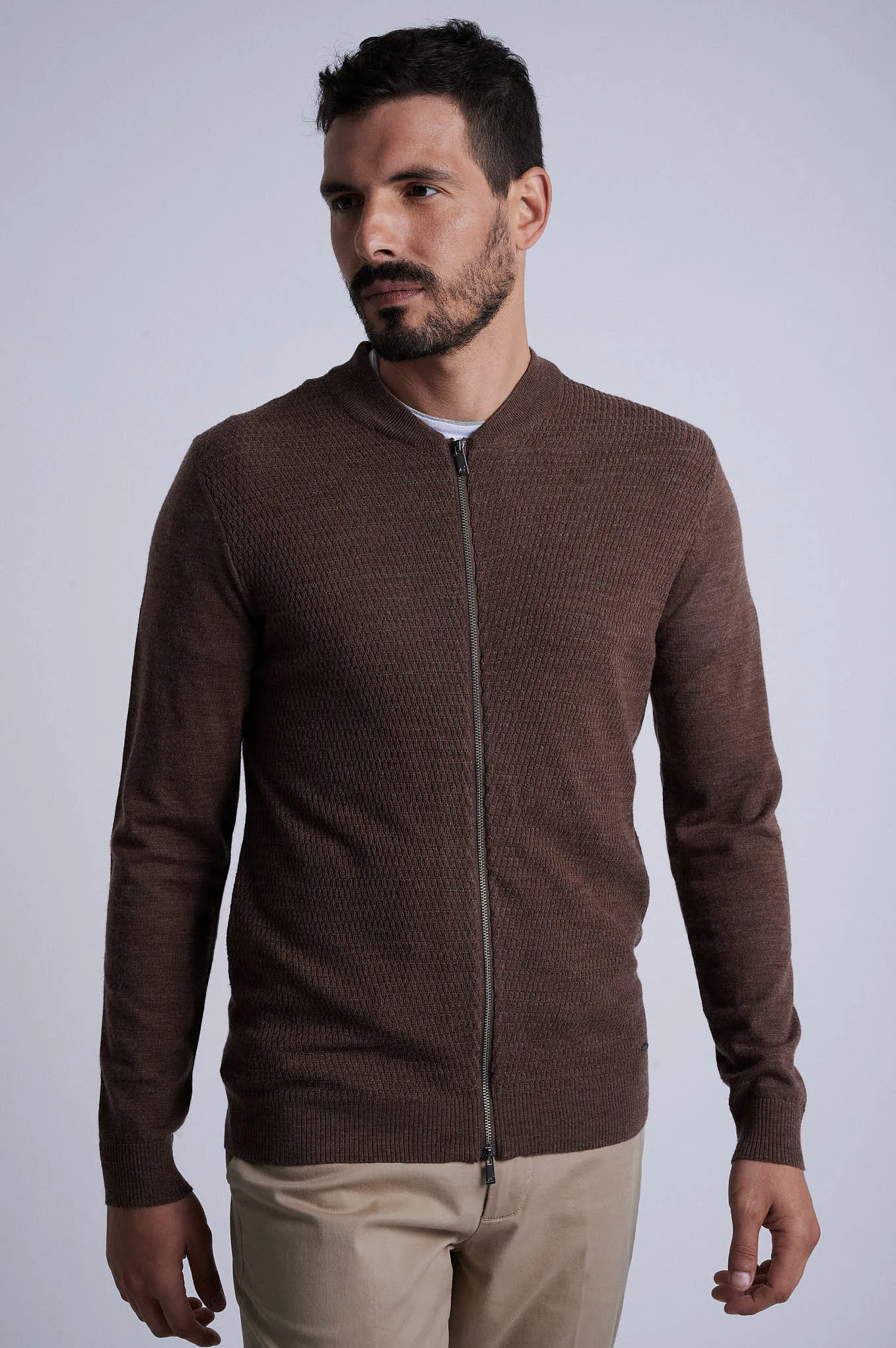 Cardigan in 100% extra fine merino wool