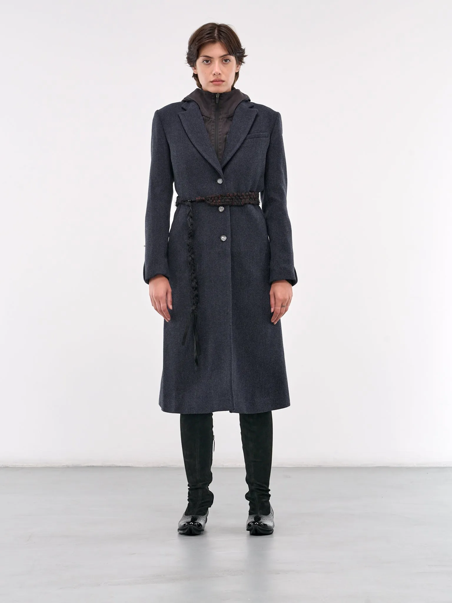 Ceramic Button Long Coat (CT3N-NAVY)